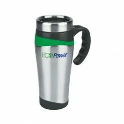 16 Oz. Color Touch Stainless Travel Mug -Dugout Mugs Sales Shop Silver Green SW PR MG821 2