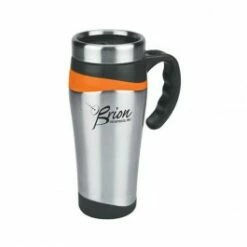 16 Oz. Color Touch Stainless Travel Mug -Dugout Mugs Sales Shop Silver Orange SW PR MG821 2