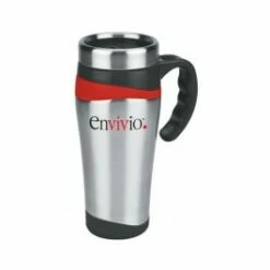 16 Oz. Color Touch Stainless Travel Mug -Dugout Mugs Sales Shop Silver Red SW PR MG821 2
