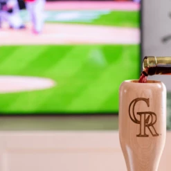 Colorado Rockies "CR" Wined Up® | Baseball Bat Wine Mug -Dugout Mugs Sales Shop baseball bat wine glass colorado rockies CR pour