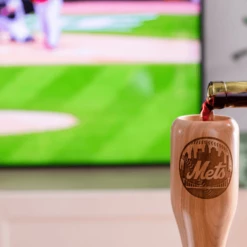 New York Mets Wined Up® | Baseball Bat Wine Mug -Dugout Mugs Sales Shop baseball bat wine glass new york mets circle pour