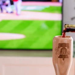 Philadelphia Phillies Wined Up®| Baseball Bat Wine Mug -Dugout Mugs Sales Shop baseball bat wine glass philadelphia phillies bell pour