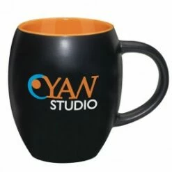 15 Oz. Matte Barrel With Color Coffee Mug -Dugout Mugs Sales Shop black orange NW PR 45515 2