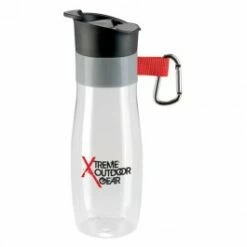 24 Oz. Vista Water Bottle With Carabiner 8 24 Oz. Vista Water Bottle With Carabiner -Dugout Mugs Sales Shop clear red NW PR 45702 2