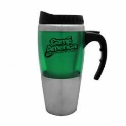 16 Oz Acrylic Band Travel Mug -Dugout Mugs Sales Shop stainless green PR PR AS1900 XX 2
