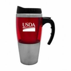 16 Oz Acrylic Band Travel Mug -Dugout Mugs Sales Shop stainless red PR PR AS1900 XX 2